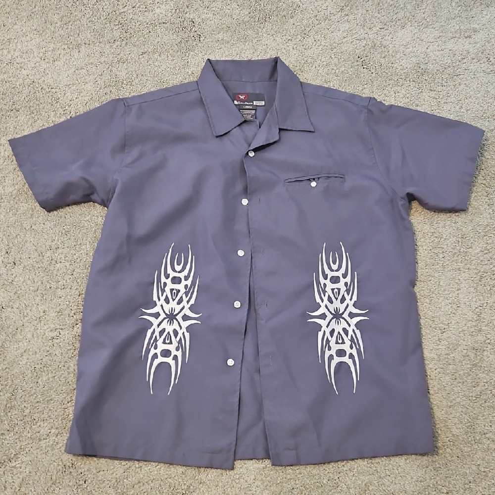 Men's Casual Button Down Shirt with Tribal Design